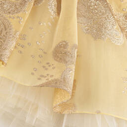 Junona-فستان جاكار ذهبي أنيق للبنات | Childrensalon Outlet
