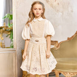 Junona-تنورة عاجية أنيقة للبنات مزينة بالترتر | Childrensalon Outlet