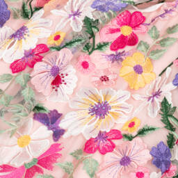 Junona-Girls Elegant Pink Flower Tulle Gown | Childrensalon Outlet