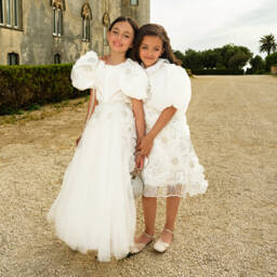 Junona-Girls Elegant White Floral Gown | Childrensalon Outlet