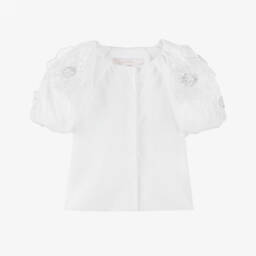 Junona-Girls Elegant White Floral Top | Childrensalon Outlet