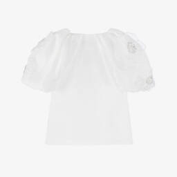 Junona-Girls Elegant White Floral Top | Childrensalon Outlet