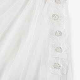 Junona-Girls Elegant White Floral Tulle Skirt | Childrensalon Outlet