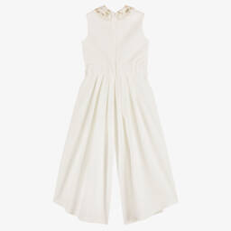 Junona-Girls Elegant White Tuxedo Jumpsuit | Childrensalon Outlet