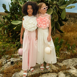 Junona-Girls Floral Pink Jumpsuit Delight | Childrensalon Outlet