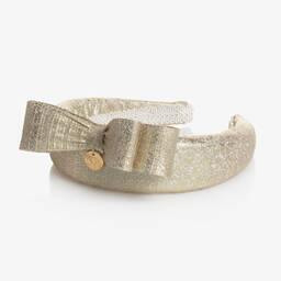 Junona-Girls Gold Glitter Bow Hairband | Childrensalon Outlet