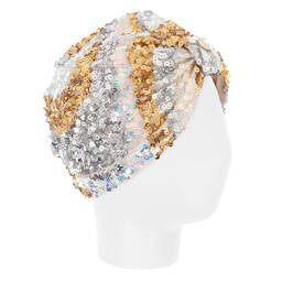 Junona-Girls Gold & Silver Sequin Turban | Childrensalon Outlet