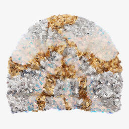 Junona-Girls Gold & Silver Sequin Turban | Childrensalon Outlet