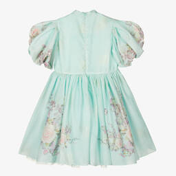 Junona-Зеленое платье из крепа с цветами для девочек | Childrensalon Outlet