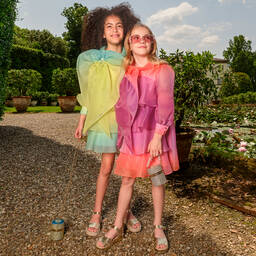 Junona-Girls Green Ombré Tiered Organza Dress | Childrensalon Outlet