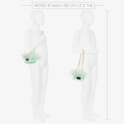 Junona-Girls Green Tulle & Feather Bag (12cm) | Childrensalon Outlet