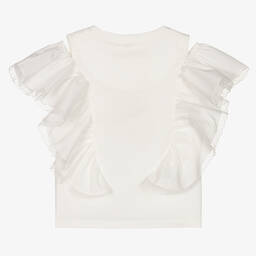 Junona-Girls Ivory Butterfly Print T-Shirt | Childrensalon Outlet