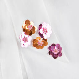 Junona-Girls Ivory Cotton Sequinned Blouse | Childrensalon Outlet