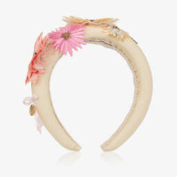 Junona-Girls Ivory Floral Embellished Headband | Childrensalon Outlet