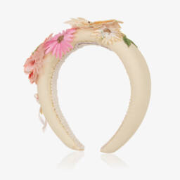 Junona-Girls Ivory Floral Embellished Headband | Childrensalon Outlet