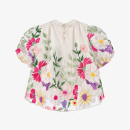 Junona-Girls Ivory Floral Lace Top | Childrensalon Outlet