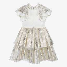 Junona-Girls Ivory & Gold Satin Dress | Childrensalon Outlet