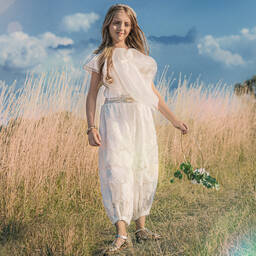 Junona-Girls Ivory Lace Trousers | Childrensalon Outlet