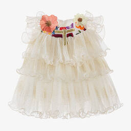 Junona-Girls Ivory Pleated Tulle Dress | Childrensalon Outlet