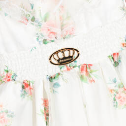 Junona-فستان ساتان وأورغانزا لون عاجي بطبعة ورود | Childrensalon Outlet