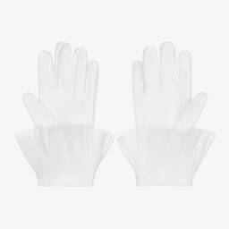 Junona-Кремовые атласные перчатки с отделкой из тюля | Childrensalon Outlet