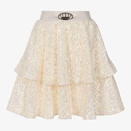 Junona-Girls Ivory Sequin Skirt | Childrensalon Outlet