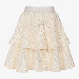 Junona-Girls Ivory Sequin Skirt | Childrensalon Outlet