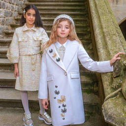 جونونا-جاكيت تويد لون عاجي وفضّي للبنات | Childrensalon Outlet