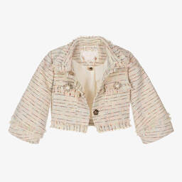 جونونا-جاكيت تويد لون عاجي وفضّي للبنات | Childrensalon Outlet