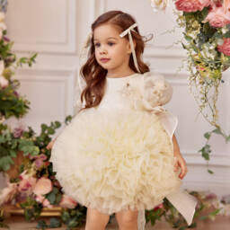Junona-Кремовое платье из тюля для девочек | Childrensalon Outlet