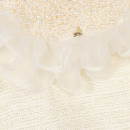 Junona-Girls Ivory Tweed & Pearl Collar Dress | Childrensalon Outlet