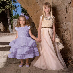 Junona-Girls Lilac Purple Floral Tulle Dress | Childrensalon Outlet