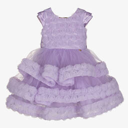 Junona-Girls Lilac Purple Floral Tulle Dress | Childrensalon Outlet