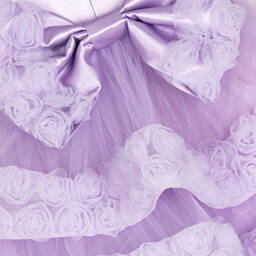 Junona-Girls Lilac Purple Floral Tulle Dress | Childrensalon Outlet