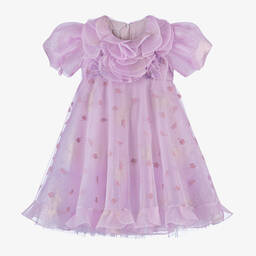 Junona-Girls Lilac Purple Floral Tulle Dress | Childrensalon Outlet