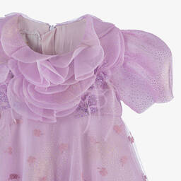 Junona-Girls Lilac Purple Floral Tulle Dress | Childrensalon Outlet