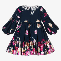 Junona-Синее шифоновое платье с цветами | Childrensalon Outlet