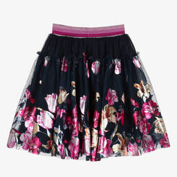 جونونا-تنورة تول لون كحلي بطبعة ورود | Childrensalon Outlet