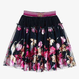 جونونا-تنورة تول لون كحلي بطبعة ورود | Childrensalon Outlet