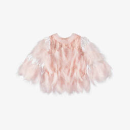 Junona-Элегантный топ с перьями бледно-розовый для девочек | Childrensalon Outlet