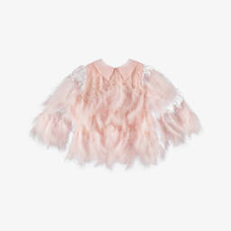 Junona-Элегантный топ с перьями бледно-розовый для девочек | Childrensalon Outlet