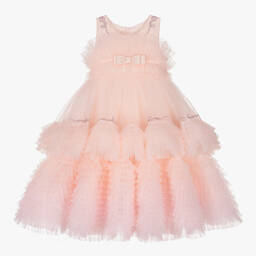 Junona-Girls Pale Pink Tulle Dress | Childrensalon Outlet