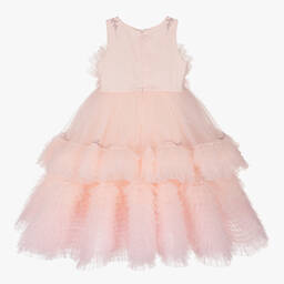 Junona-Girls Pale Pink Tulle Dress | Childrensalon Outlet