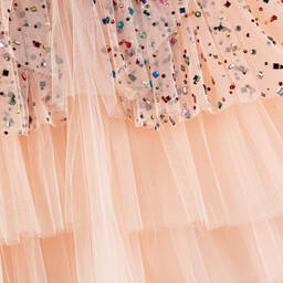 Junona-Girls Pink Asymmetric Tulle Dress | Childrensalon Outlet