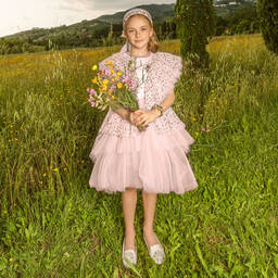 Junona-Girls Pink Asymmetric Tulle Dress | Childrensalon Outlet