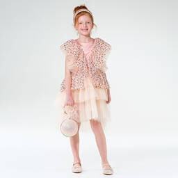 Junona-Girls Pink Asymmetric Tulle Dress | Childrensalon Outlet