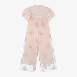 Junona-Girls Pink Butterfly Organza Jumpsuit | Childrensalon Outlet