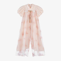 Junona-Girls Pink Butterfly Organza Jumpsuit | Childrensalon Outlet