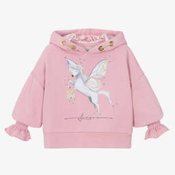 Junona-Girls Pink Cotton Unicorn Hoodie | Childrensalon Outlet