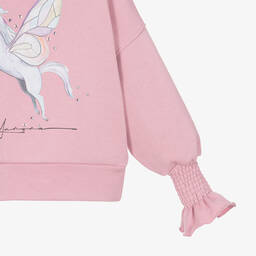Junona-Girls Pink Cotton Unicorn Hoodie | Childrensalon Outlet